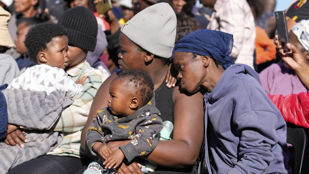 Victims of this week’s floods look on as South African President Cyril Ramaphosa addresses them in Mthatha, South Africa, on June 13, 2025. | Photo Credit: VP