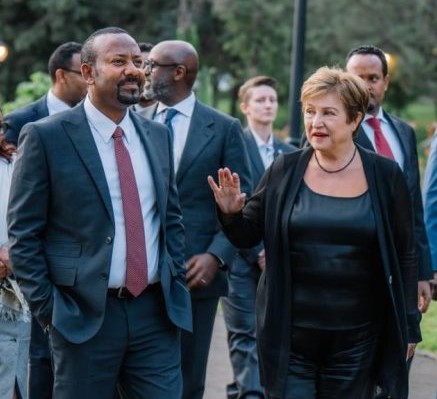 Prime Minister Abiy Ahmed and the Managing Director of IMF Kristalina Georgieva at Addis Ababa, February 8, 2025 for a two-day official working visit-Photo by FBC