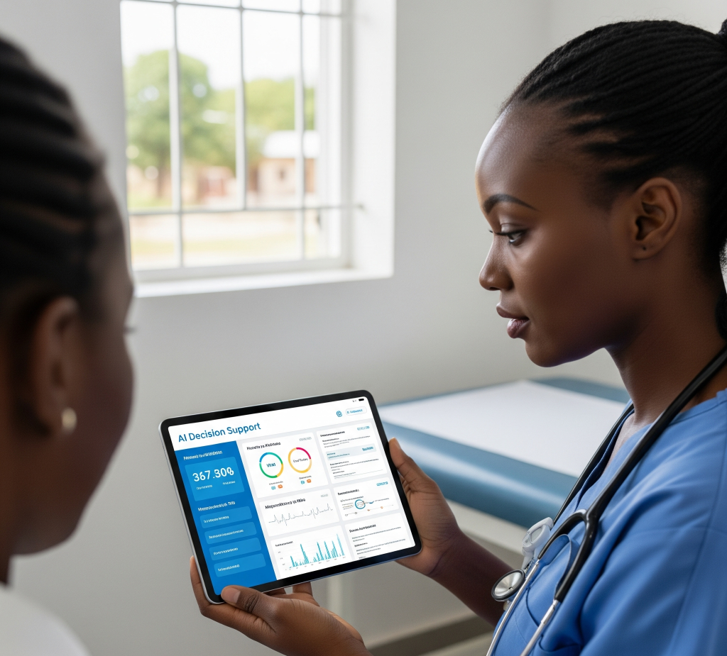 AI-powered decision support tool being used in a Kenyan clinic