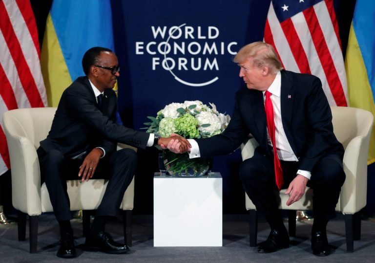U.S. President Trump meets President Kagame of Rwanda during the World Economic Forum annual meeting in Davos
