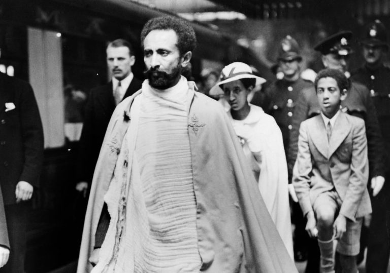 Haile Selassie at Victoria Station, London, en route to Geneva to appeal to the League of Nations-Getty Images