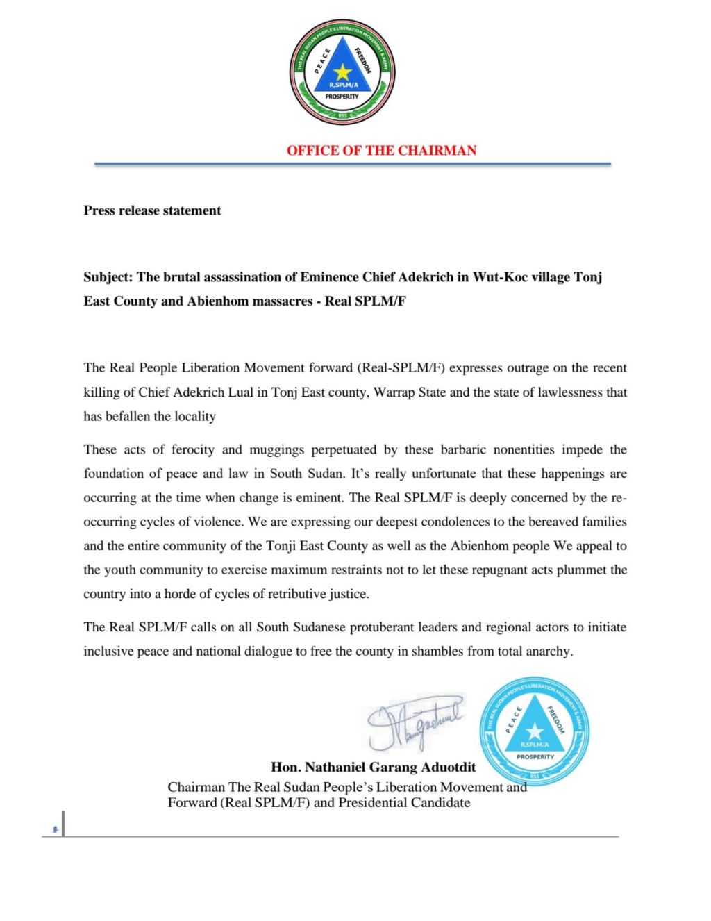 SSPDF Elements Accused of Killing 21 Civilians in Ayod County Massacre